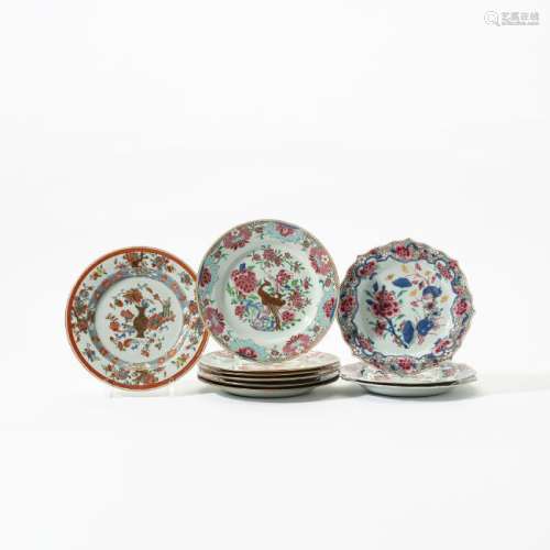 A collection of Chinese famille rose plates