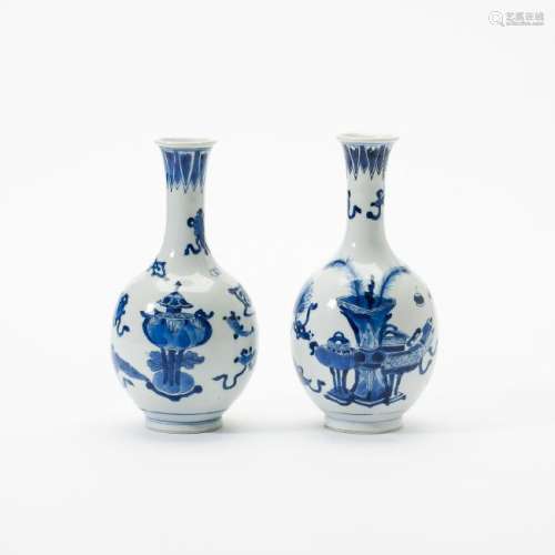 Two Chinese blue and white bottle vases