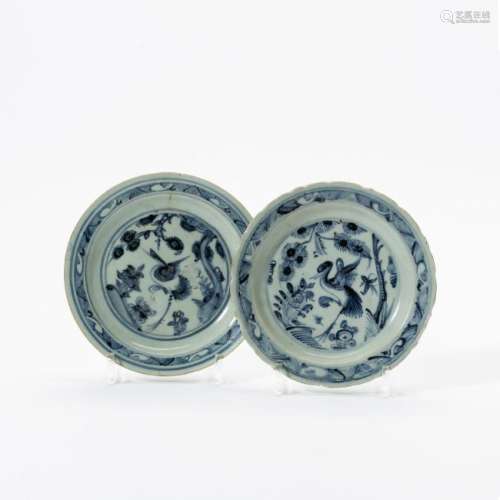 A pair of Chinese blue and white plates