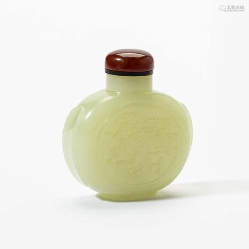 A Chinese celadon jade snuff-bottle