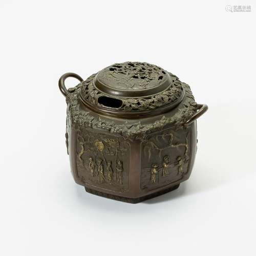 A Chinese bronze 'figural' censer