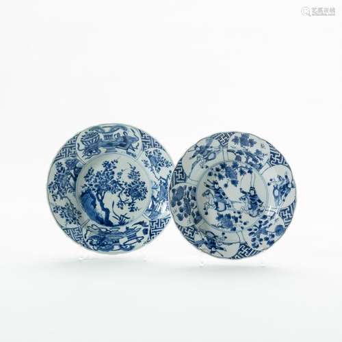 Two Chinese blue and white deep plates