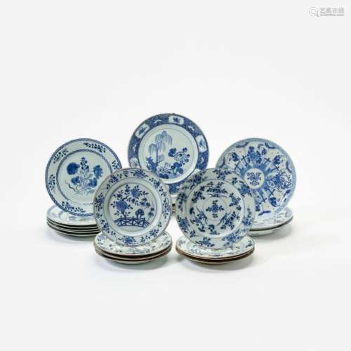 A collection of Chinese blue and white dishes