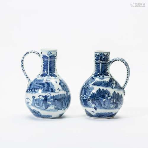 Two Japanese Arita blue and white jugs