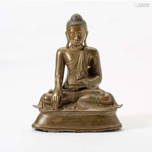 A Burmese Mandalay-style bronze figure of Buddha