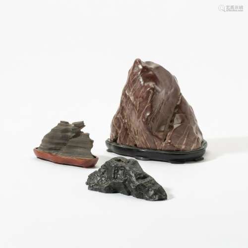 Three Japanese stone scholar's rocks, suiseki