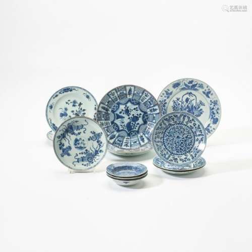 A collection of Chinese blue and white plates
