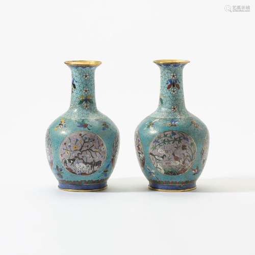 A pair of Chinese cloisonné vases