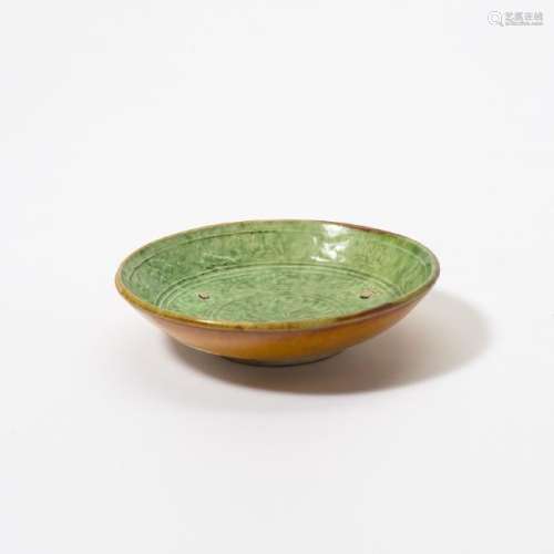 An interesting Chinese green-glazed moulded pottery