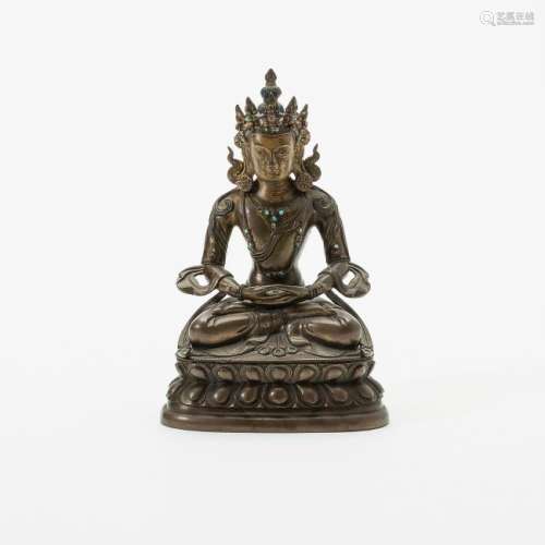 A Chinese bronze figure of Buddha Amitayus