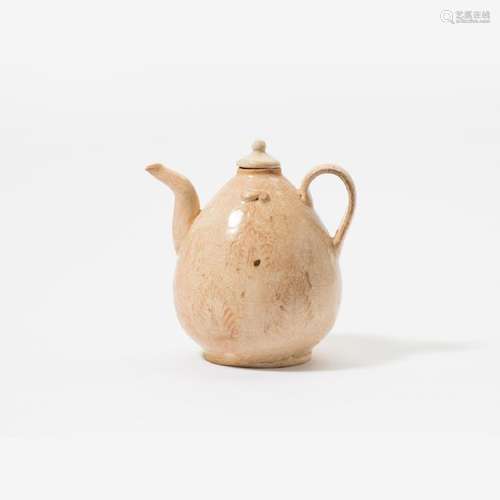 A Chinese straw-glazed incised ewer and cover