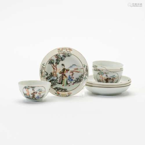 A set of four Chinese famille rose 'figural' cups and