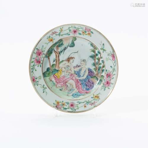 A Chinese export famille rose plate
