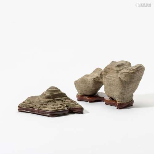 Two Japanese stone scholar's rocks, suiseki