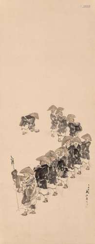 A Japanese scroll painting by Kishi Chikudo