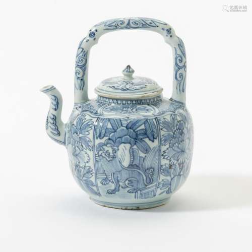 A Chinese blue and white wine-jar and cover