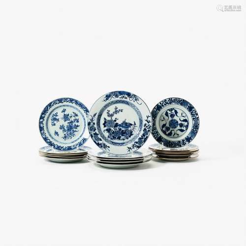 A collection of Chinese blue and white plates