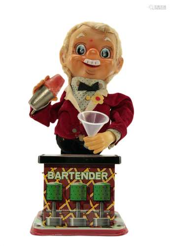 Vintage Charlie Weaver Tin Bartender Toy 1950's