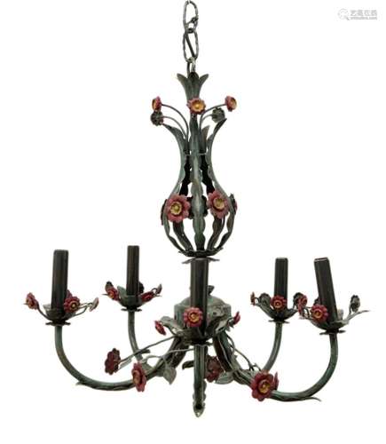 Metal Five Light Chandelier