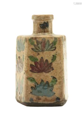 Persian Pentagon Shape Pottery Flask