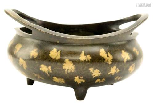 Chinese Gilt Splashed Bronze Censer