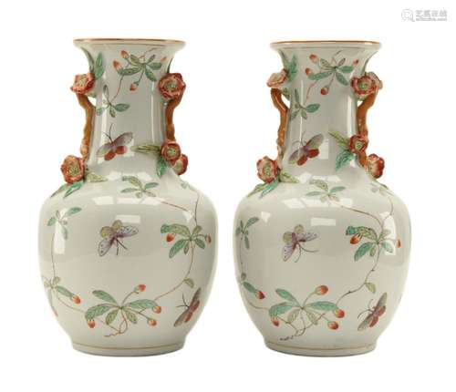 Pair of Chinese Butterfly Vases