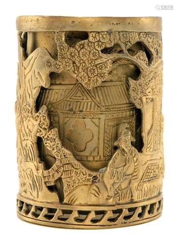 Chinese Bronze Brush Pot