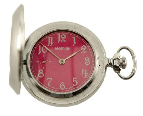 Molnija Pocket Watch w/Red Dial