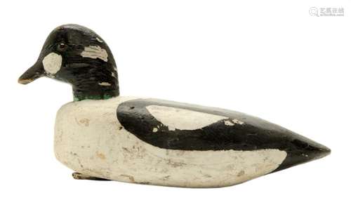 Hand Painted Wood Duck - Black & White