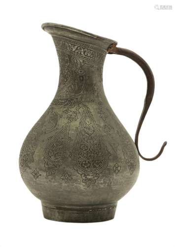 Persian Copper Engraved Pitcher