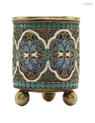 Antique Russian Silver Enamel Cloisonné Enamel Beaker