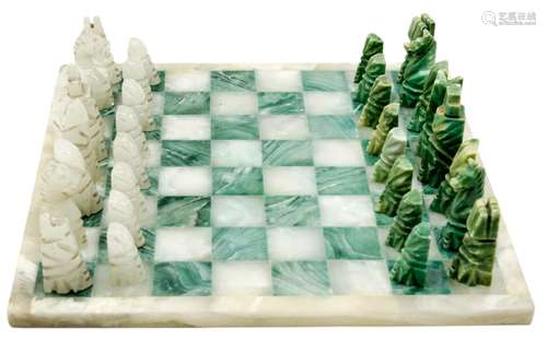 Mexican Onyx Chess Set Aztec Style