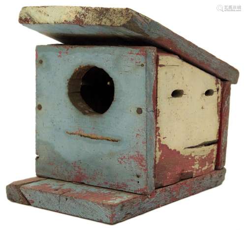 Vintage Primitive Hand Painted Wood Bird House