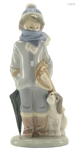 Lladro Boy with Scarf and Dog