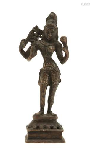 Indian Bronze Buddha Shiva Half Man Half Woman