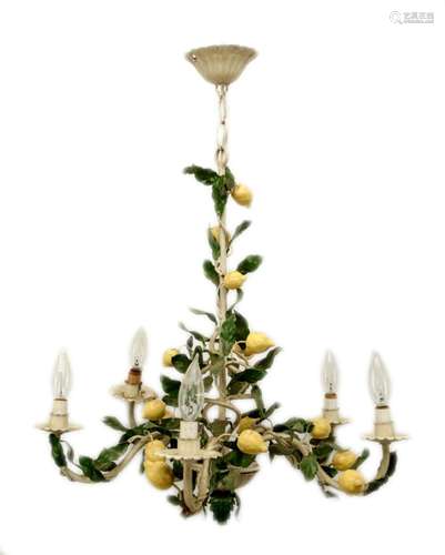 Tree Branch Metal Five Light Chandelier