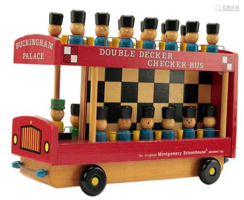 Original Montgomery Schoolhouse Double Decker Bus Toy