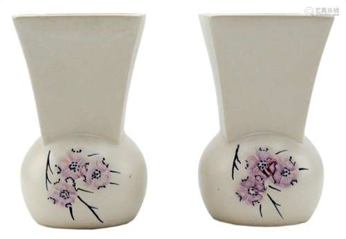 Pair of Mccoy Vase Painted Flowers 1950's