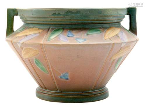 Roseville Futura Jardiniere Pink Green Rim