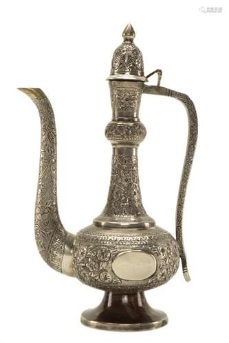 Indian Sterling Silver Engraved Coffee Pot