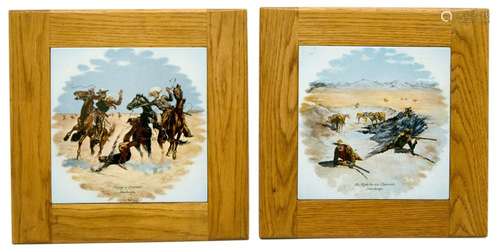 Pair of Paintings on Tile