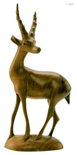 Vintage Hand Carved Wooden Antelope