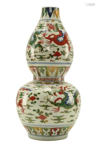 Chinese Enamel Porcelain Double Gourd Vase