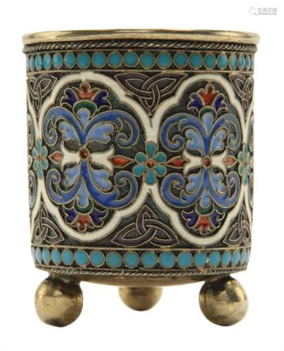 Antique Russian Silver Enamel Cloisonné Enamel Beaker#2