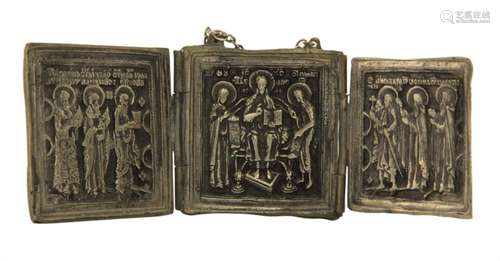 Russian Bronze Religious Traveling Icon