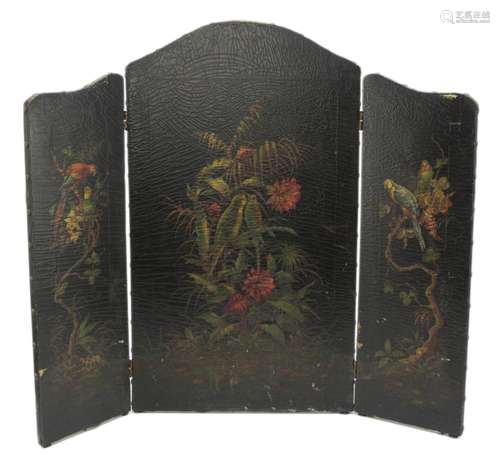 European Painted Leather Screen