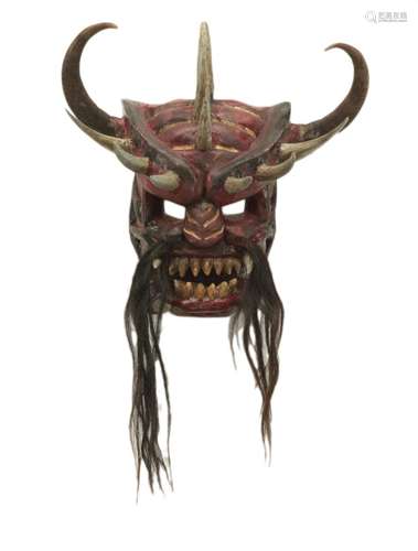 Hand Made Mask w/Real Horse Hair and Bull Horns