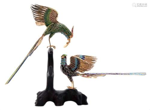 Chinese Cloisonne Enamel Birds