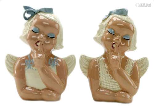 Pair Hedi Schoop Angel Head Figurine