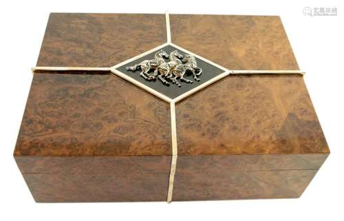 Burwood / Cedar with Silver Humidor Cigar Box